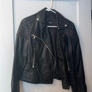 Barney’s black real Leather Moto Jacket